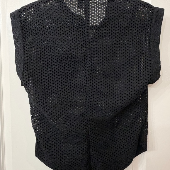 EDUN Black Eyelet Snap-Front Button Down Top - Picture 2 of 4
